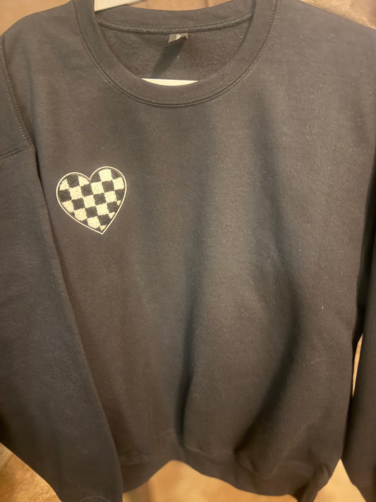 Racing Heart Crewneck Sweatshirt Black Large