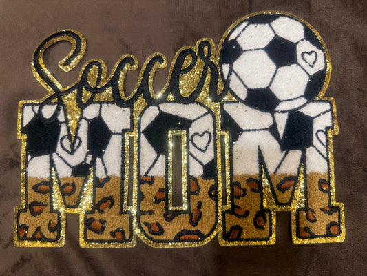SOCCER MOM chenille patch crewneck sweatshirt